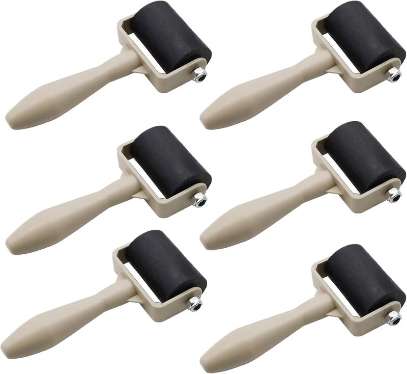 HRJZF 6 Pack Rubber Brayer Roller for Printmaking,Anti Skid Tape Construction Tools, Print,Great for Gluing Application Also,Ink and Stamping Tools 1.4 Inch - Image 1